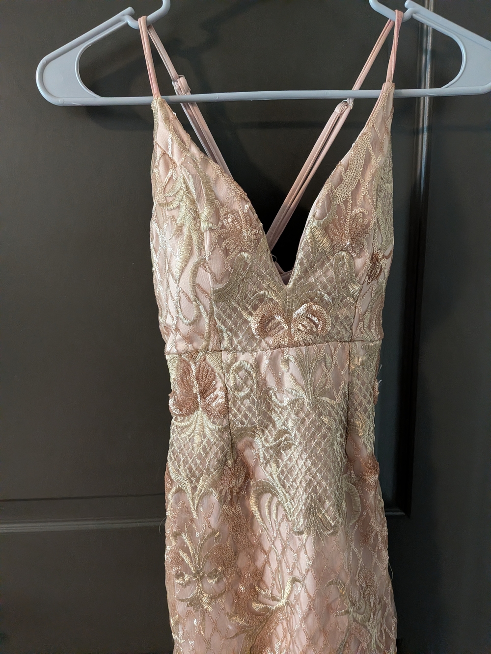 Lace-Embroidered V-Neck Dress